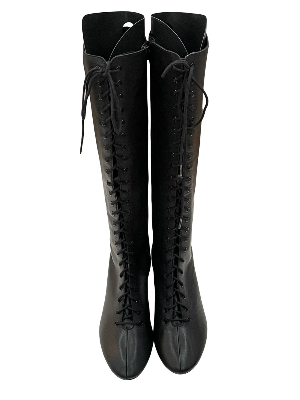 Black Leather Lace-Up Boots, Zara, Size 9